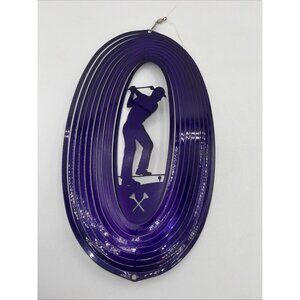 Golf Wind Spinner Wind Garden Decoration Purple METAL 13.5” Tall